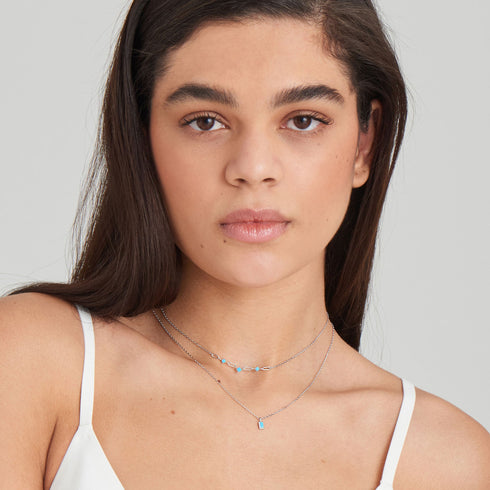 Turquoise Silver Link Necklace